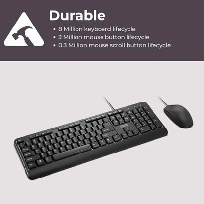 Lenovo 160 1600 DPI USB-A Wired Keyboard & Mouse Combo - Black-tpstech.in