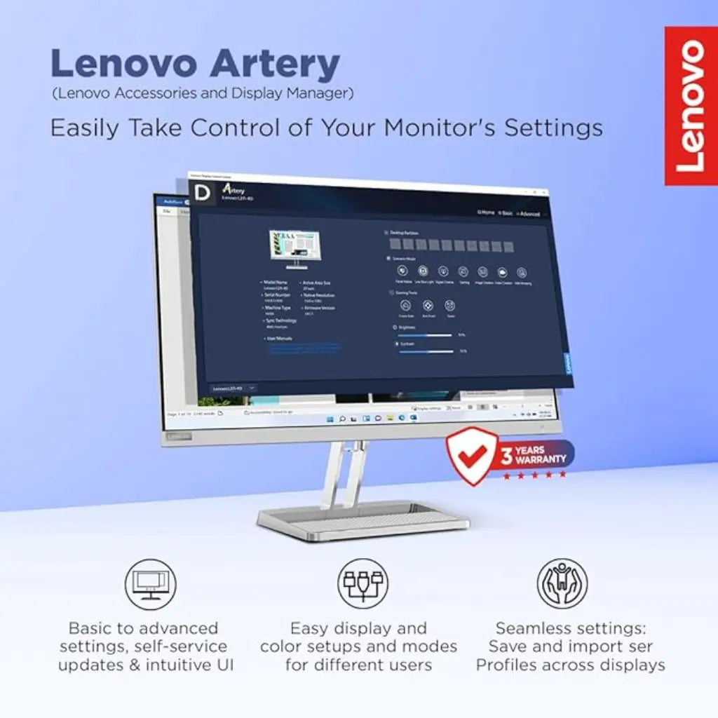 Lenovo L24i‑4A 23.8″ 100 Hz 1 ms FHD IPS Monitor Dual 3 W Speakers-tpstech.in