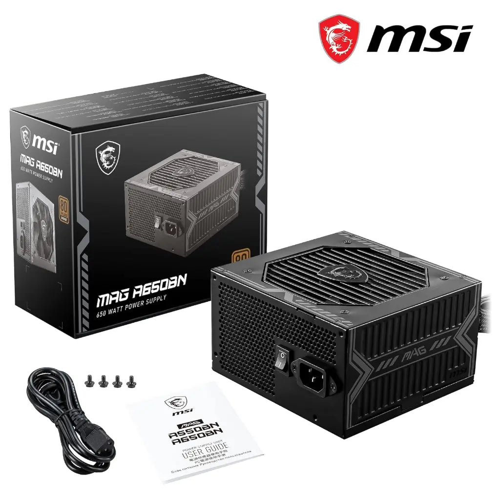 MSI MAG A650BN 650W 80 Plus Bronze ATX Power Supply-tpstech.in