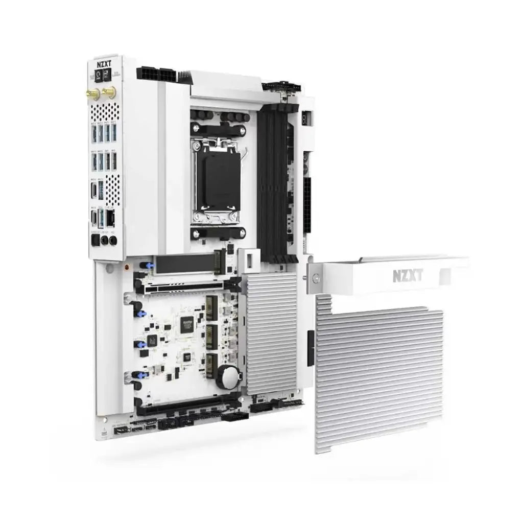 NZXT N9 X870E AM5 ATX DDR5 Motherboard with Wi‑Fi 7 – White-tpstech.in