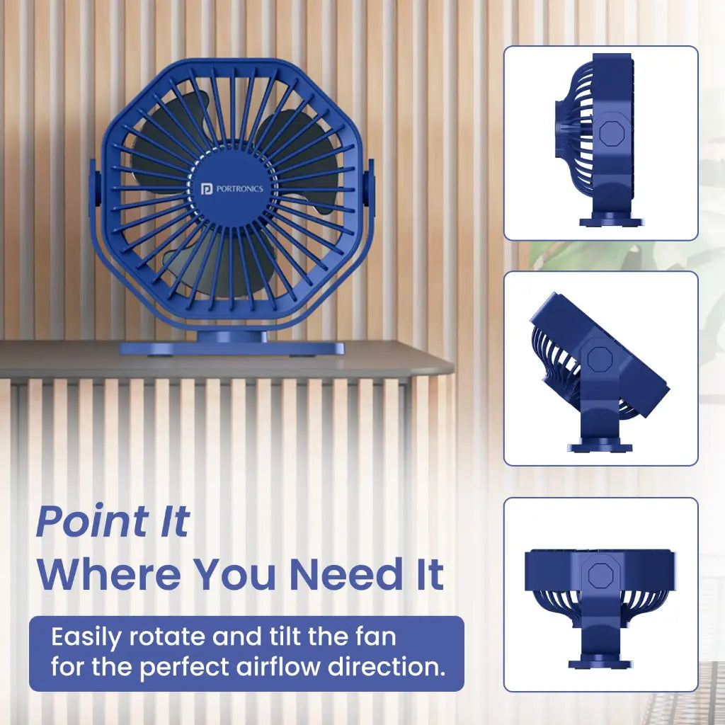 Portronics Chill On Mini Type-C 360° Rotating Portable Fan-tpstech.in