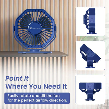 Portronics Chill On Mini Type-C 360° Rotating Portable Fan-tpstech.in