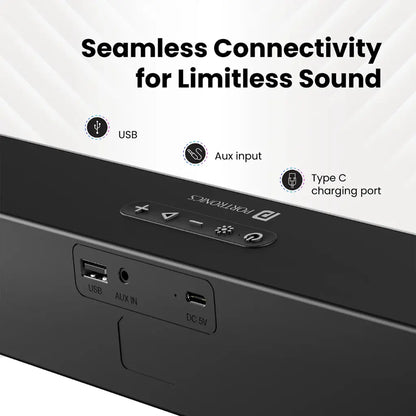 Portronics Decibel 23 16W Bluetooth Soundbar POR 1999 with RGB Lights 5H Playtime-tpstech.in