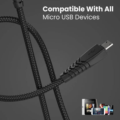 Portronics Konnect B POR 1233 Micro USB Cable 1M 3A Fast Charging - Black-tpstech.in
