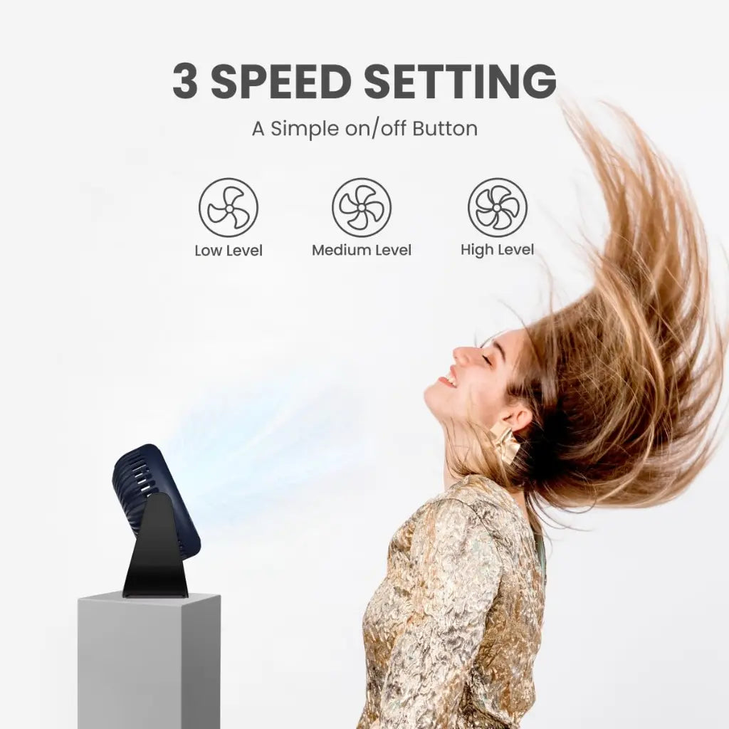 Portronics POR 1928 Portable Rechargeable 360 Rotatable Fan with 3 Speed Modes-tpstech.in