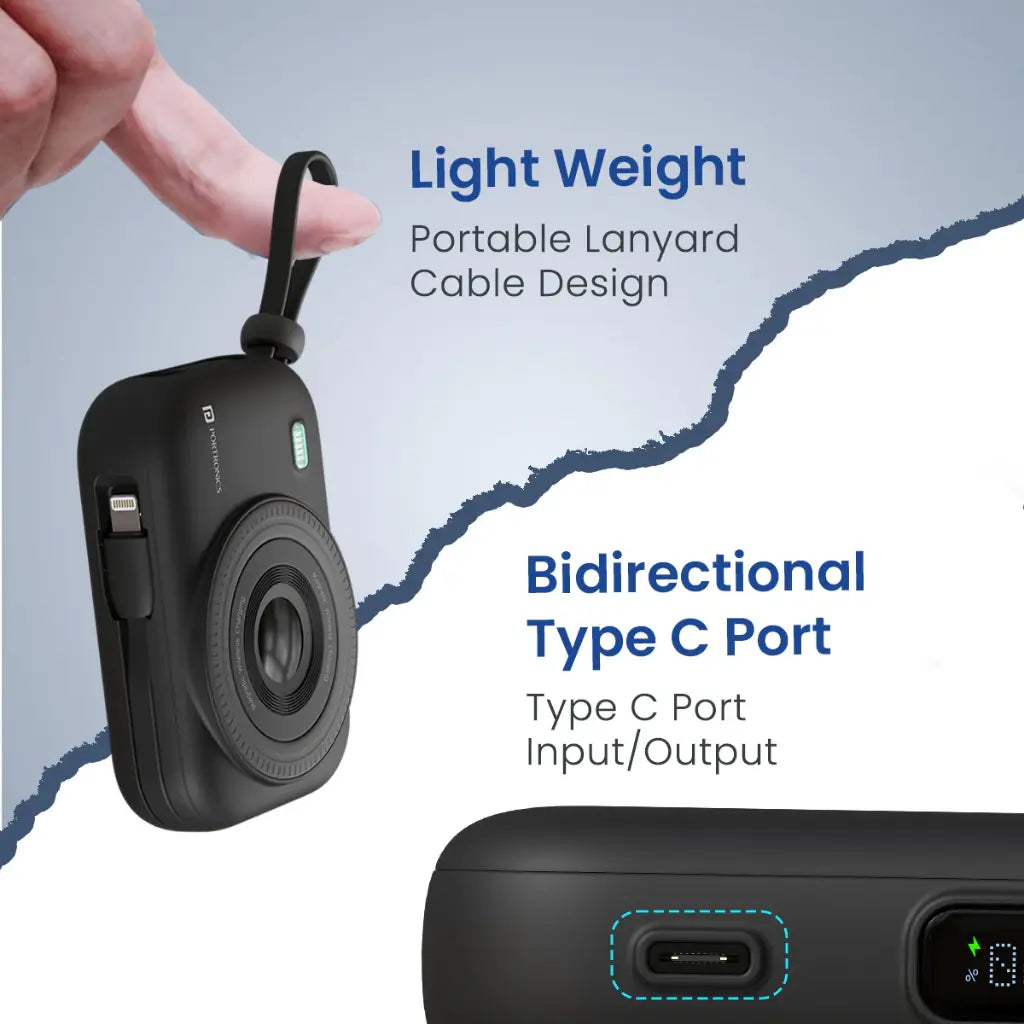 Portronics Power Shutter POR 2265 10000mAh Power Bank 22.5W Type C-tpstech.in