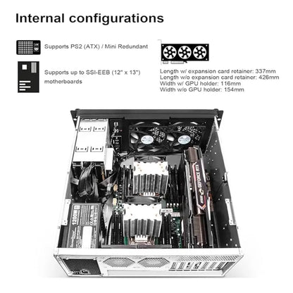 SilverStone RM42‑502 4U Rackmount Server Compyer Case with Liquid Cooling Ready (240 mm)-tpstech.in