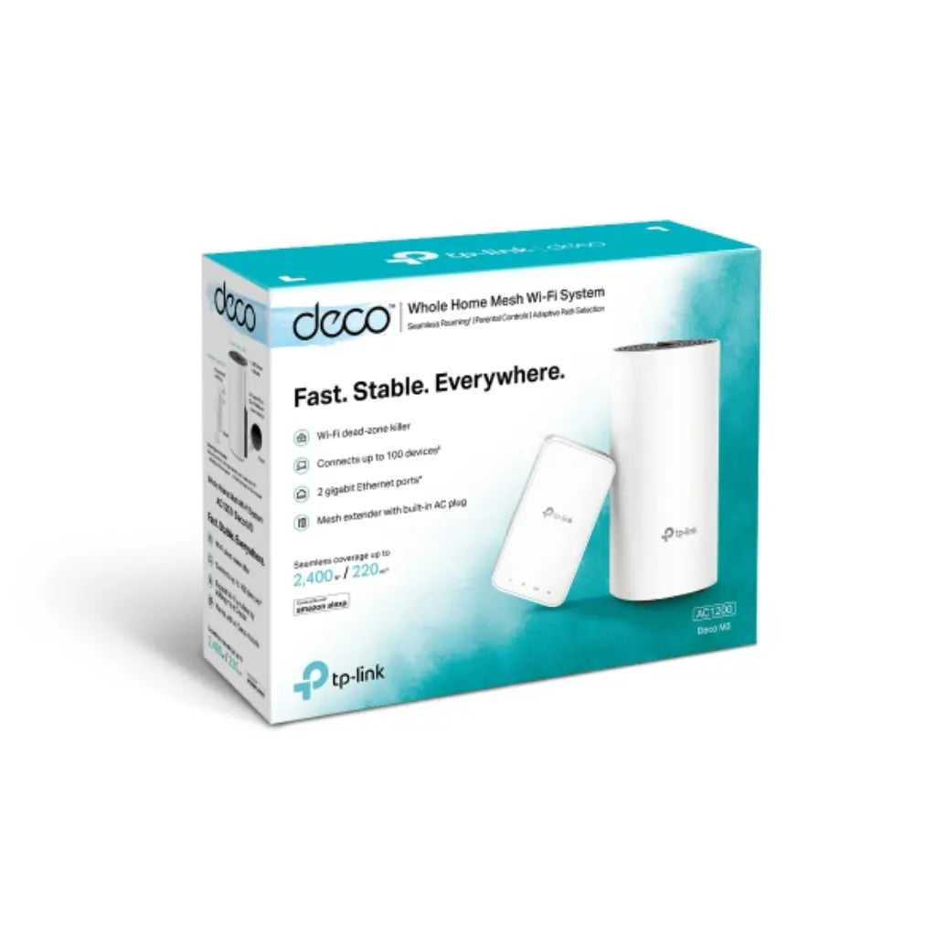 TP-Link Deco M3 V2 AC1200 Whole Home Mesh Wi-Fi System 2-Pack-tpstech.in