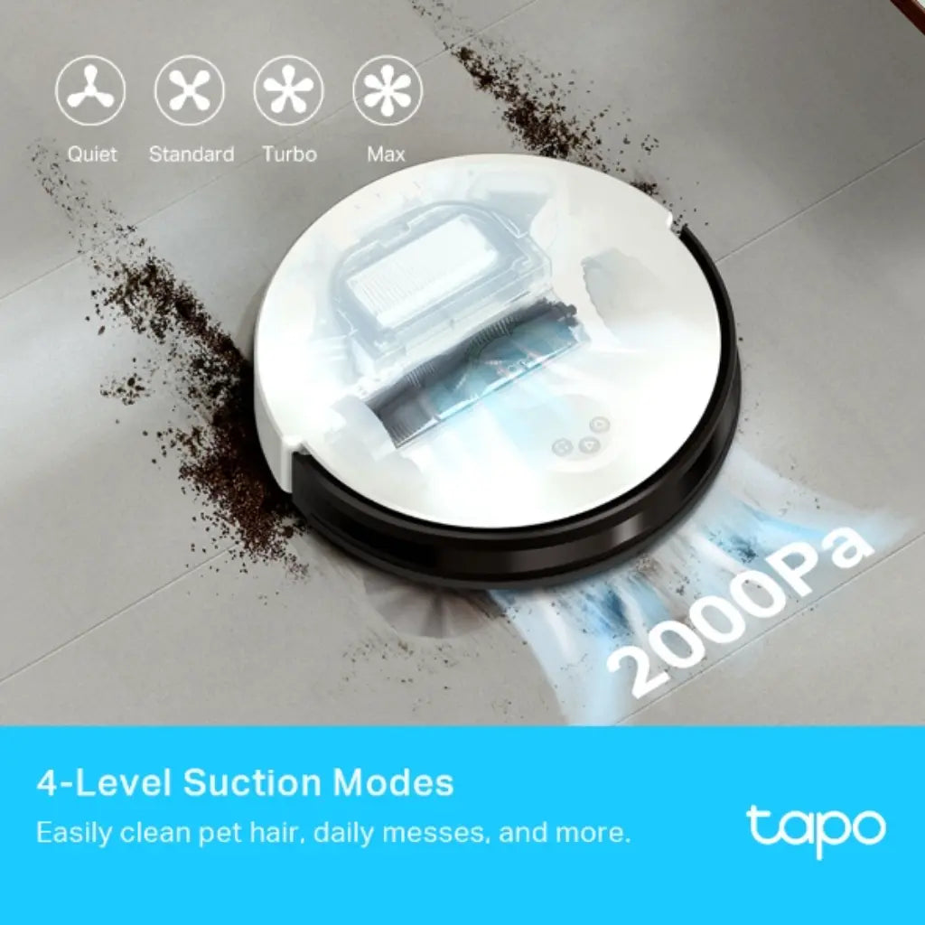 TP-Link Tapo RV10 Robot Vacuum & Mop Combo  2000Pa Suction, Zigzag Path Planning App & Voice Control 3-Hour Battery-tpstech.in