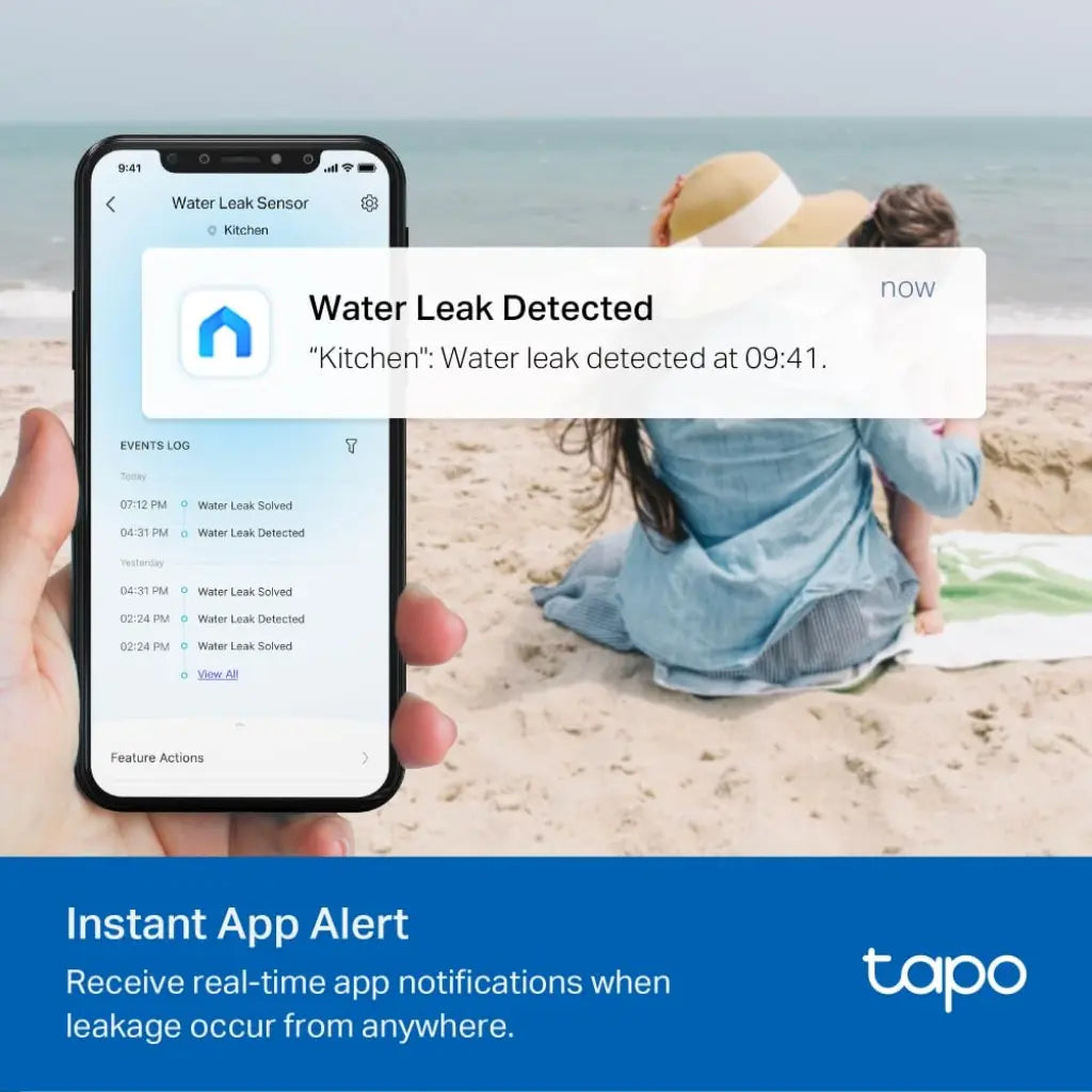 TP-Link Tapo T300 Smart Water Leak Sensor with IP67 Waterproof 90dB Alarm & App Alerts (Hub Required)