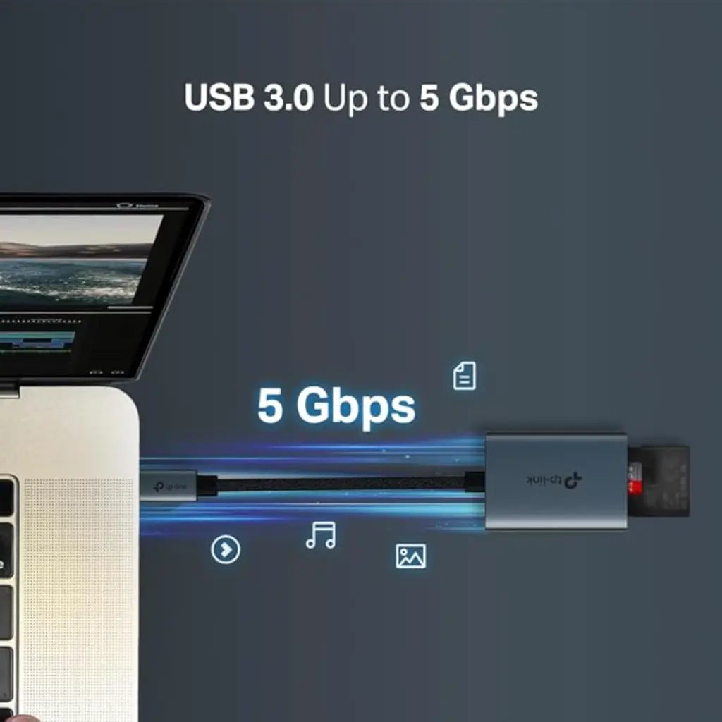 TP-Link UA430C USB 3.0 Type-C to SD & microSD Card Reader Dual Slot UHS-I 200MB/s 2TB Support-tpstech.in