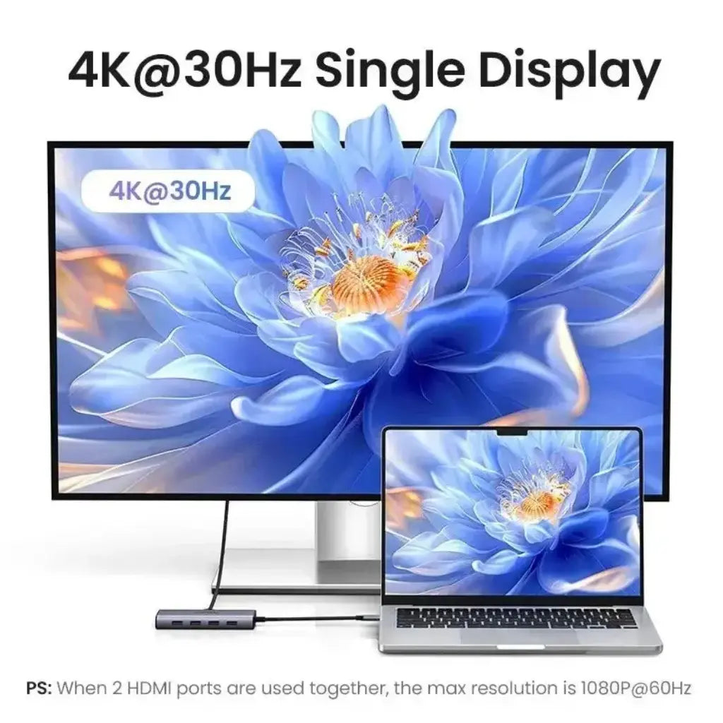 Ugreen 45379 USB-C Hub 7 in 1 Dual 4K HDMI 100W PD 10Gbps Data Ports-tpstech.in