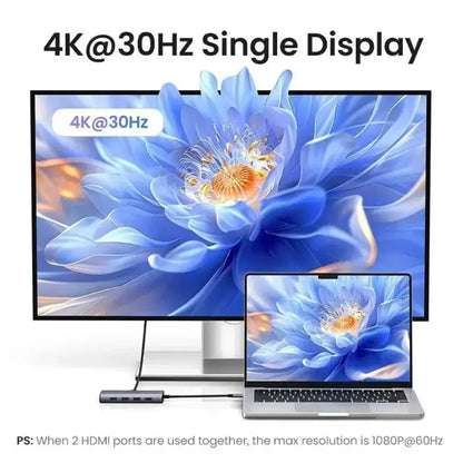 Ugreen 45379 USB-C Hub 7 in 1 Dual 4K HDMI 100W PD 10Gbps Data Ports-tpstech.in