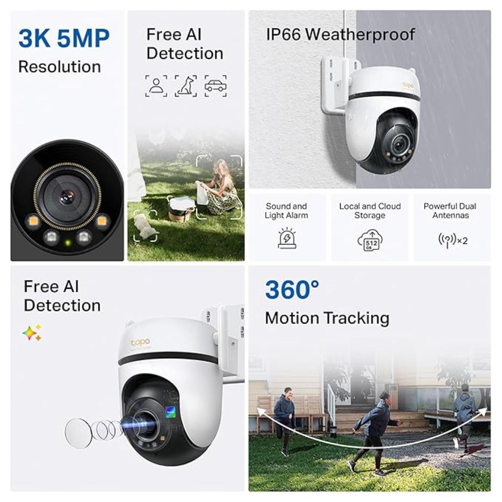 TP Link Tapo C530WS 3K Outdoor WiFi Camera with AI and Night Vision