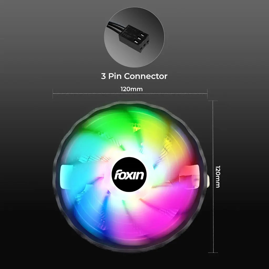 Foxin FCF 002 120mm RGB CPU Cooling Fan with Hydramatic Bearing