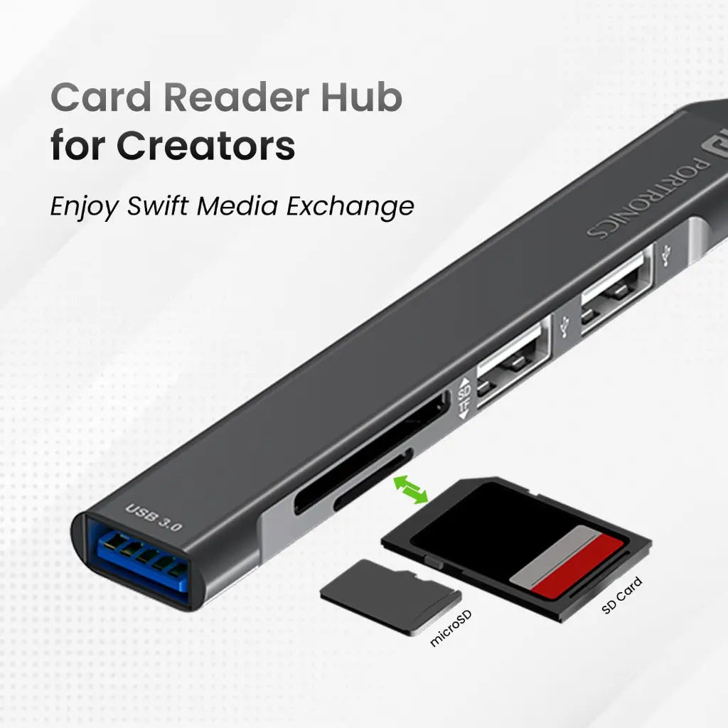 Portronics Mport 31 Plus USB 3.0 Hub (5-in-1) with USB & Type-C