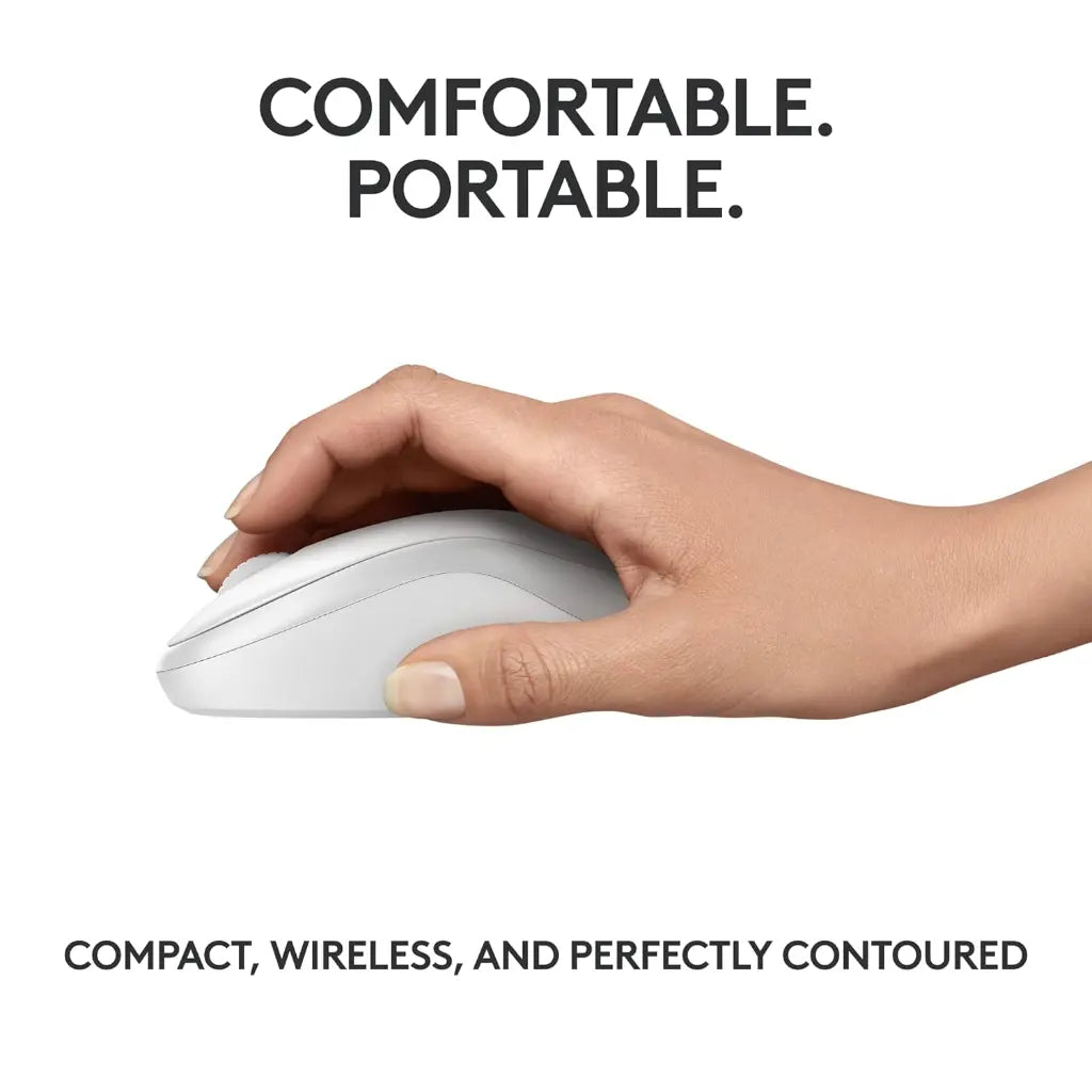 Logitech M240 Silent Bluetooth Wireless Mouse Compact Design - Off White