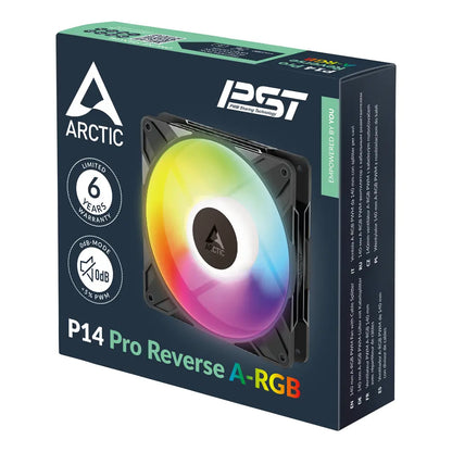ARCTIC P14 Pro Reverse ARGB 140mm PWM Cabinet Fan - Black
