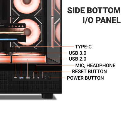 ANT Esports Crystal X6 ATX Mid Tower Gaming Cabinet Type C Black-tpstech.in