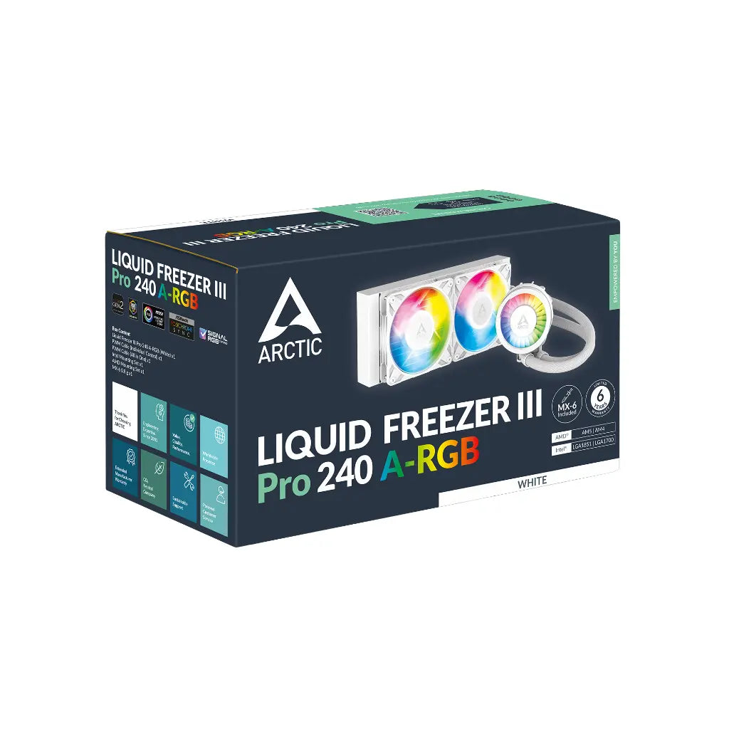 ARCTIC Liquid Freezer III Pro A‑RGB 240mm AIO CPU Liquid Cooler - White-tpstech.in