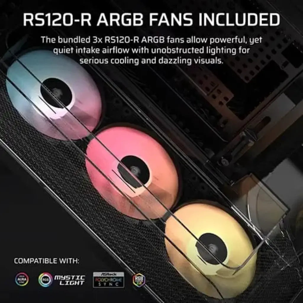Corsair AIR 5400 RS‑R ARGB Triple Chamber Mid Tower PC Case with Curved Glass-tpstech.in