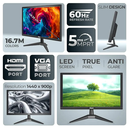 Foxin 24" 60Hz 5ms Crystal Flat Full HD LED Monitor Wall Mountable-tpstech.in