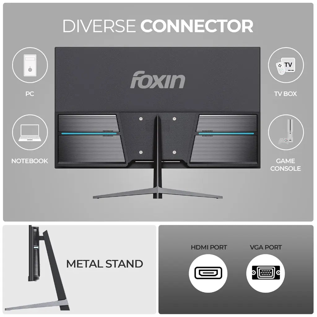 Foxin Elite Series 24" 100Hz Full HD Flat LED Monitor Frameless Design-tpstech.in