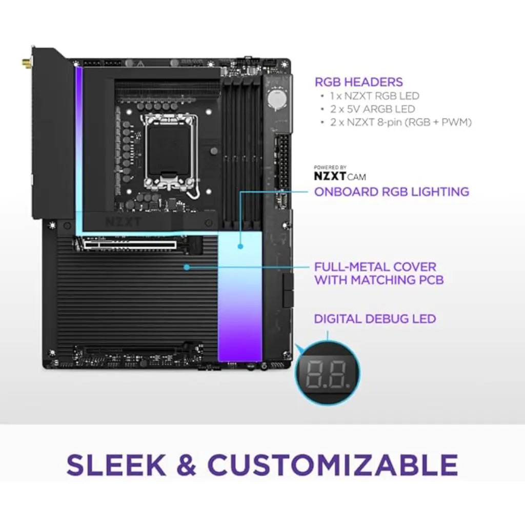 NZXT Intel Z890 LGA1851 ATX DDR5 Gaming Motherboard with Wi‑Fi 7-tpstech.in