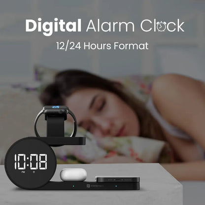Portronics Freedom 6 POR 2130 15W 5‑in‑1 Wireless Charger with Alarm Clock-tpstech.in