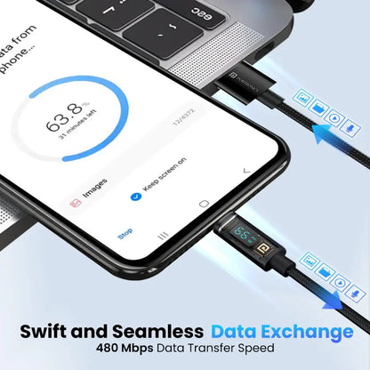 Portronics POR 2050 Konnect View 66W Type C Fast Charging Cable-tpstech.in