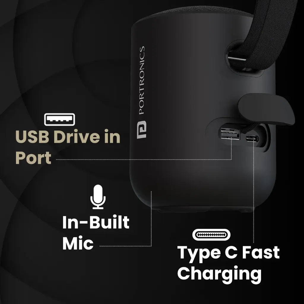 Portronics SoundPot POR‑280 20W Portable Bluetooth Speaker with Bluetooth 5.3 6H Playtime-tpstech.in