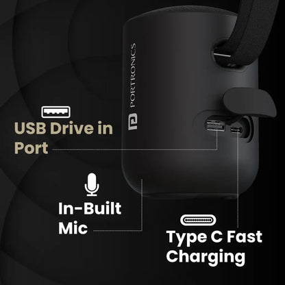 Portronics SoundPot POR‑280 20W Portable Bluetooth Speaker with Bluetooth 5.3 6H Playtime-tpstech.in