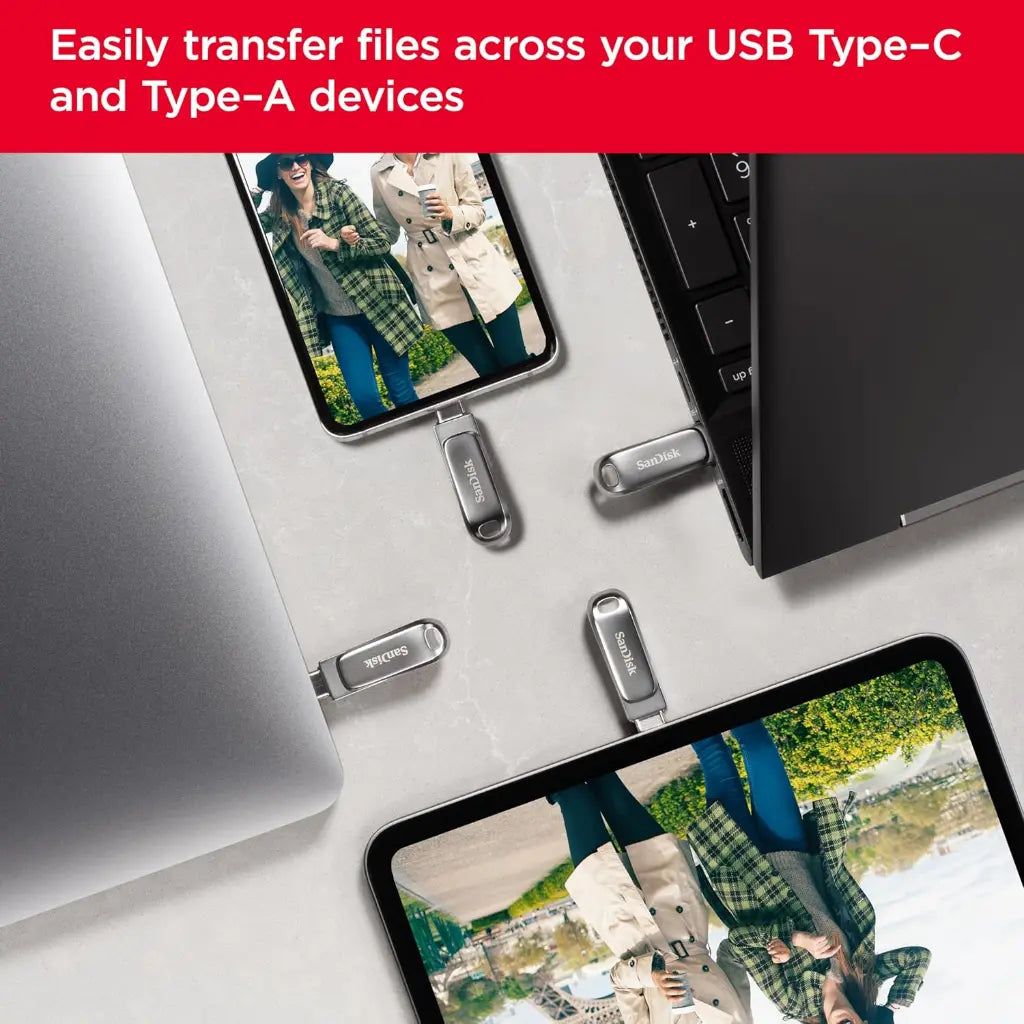 SanDisk Ultra Dual Drive Luxe 128GB USB Type‑C OTG Pen Drive-tpstech.in