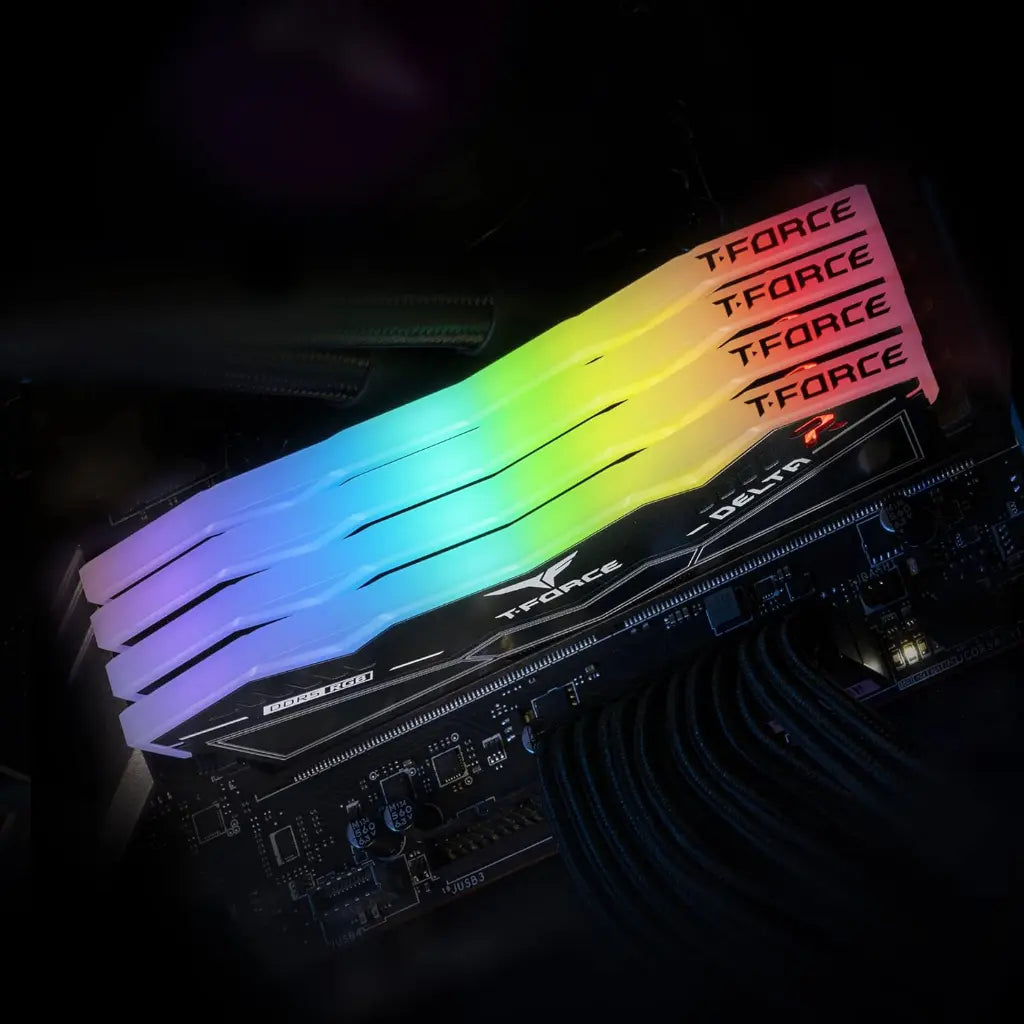 TeamGroup T‑Force Delta RGB DDR5 RAM 32GB (2x16GB) 6000MHz CL38 Desktop Memory Black-tpstech.in