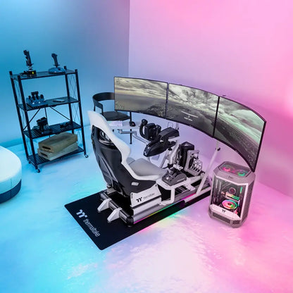 Thermaltake GF500 Flight Simulator Cockpit Snow Aluminum Frame RGB Gaming Seat-tpstech.in