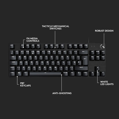 Logitech G413 TKL SE White backlighting Mechanical Gaming Keyboard - Black