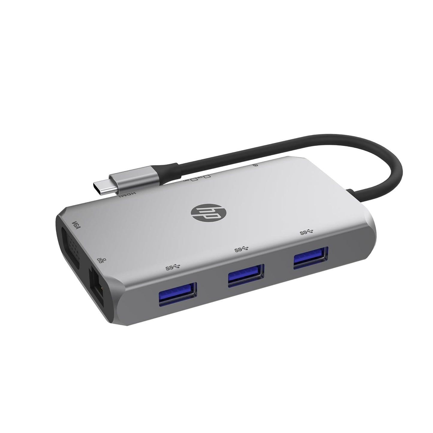 HP 9V565AA USB-C 9-in-1 Multiport Hub with HDMI Ethernet and Fast Charging - Silver
