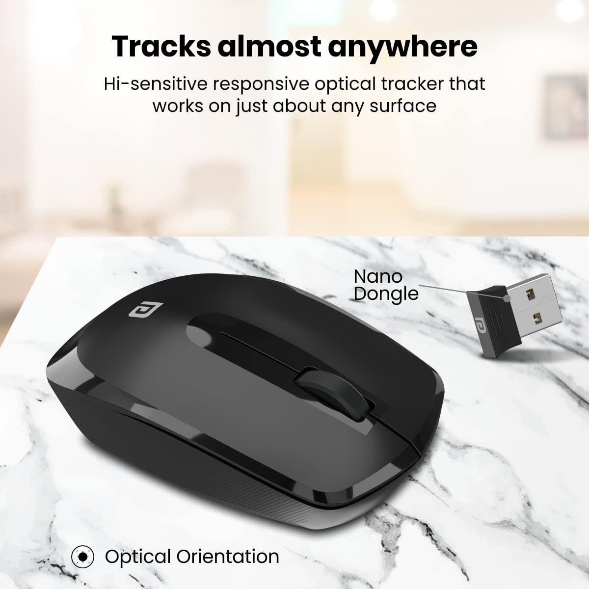 Portronics Toad 25 1200 DPI 2.4 GHz USB Optical Wireless Mouse - Black