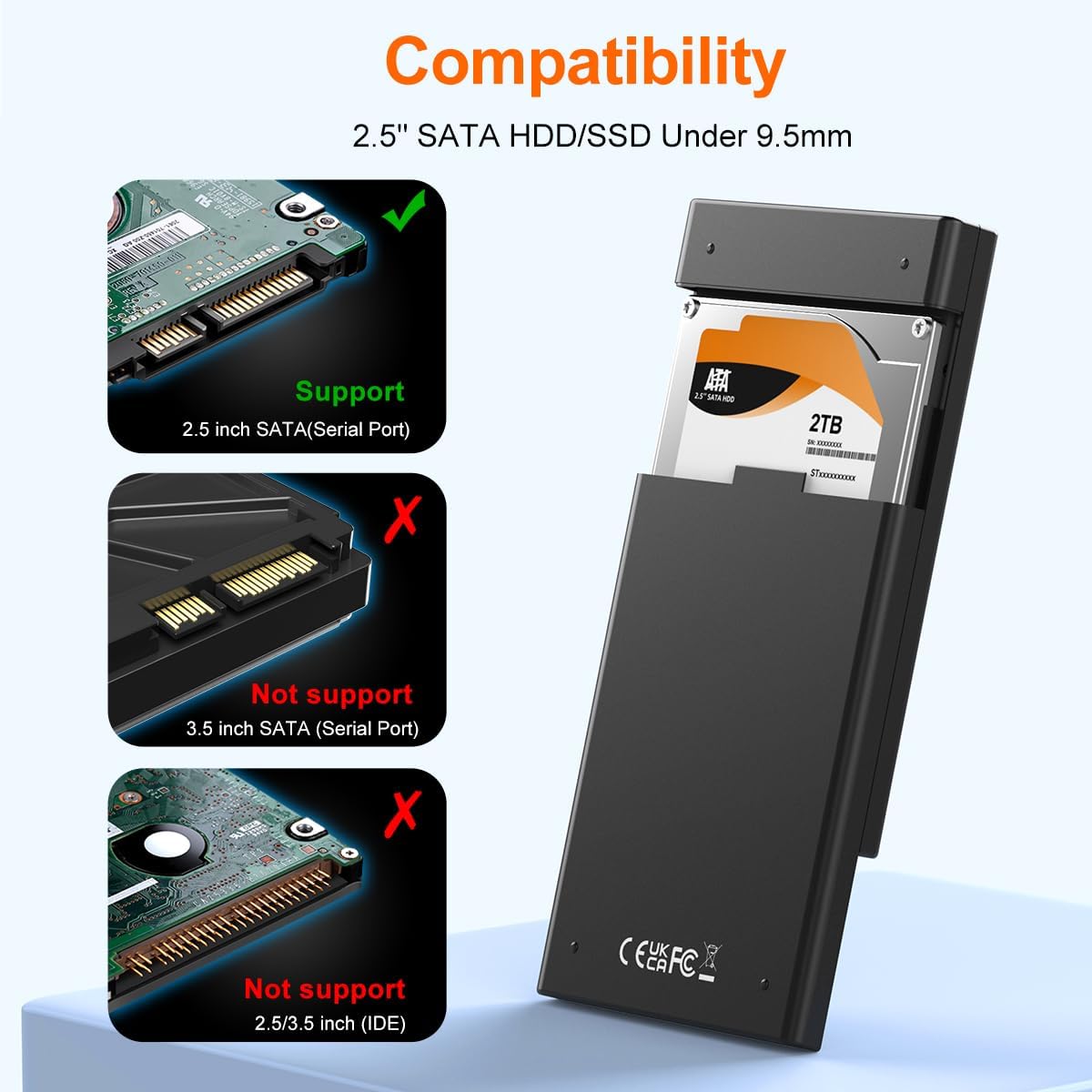 MAIWO 2.5” USB 3.0 SATA External SSD HDD Enclosure - Black