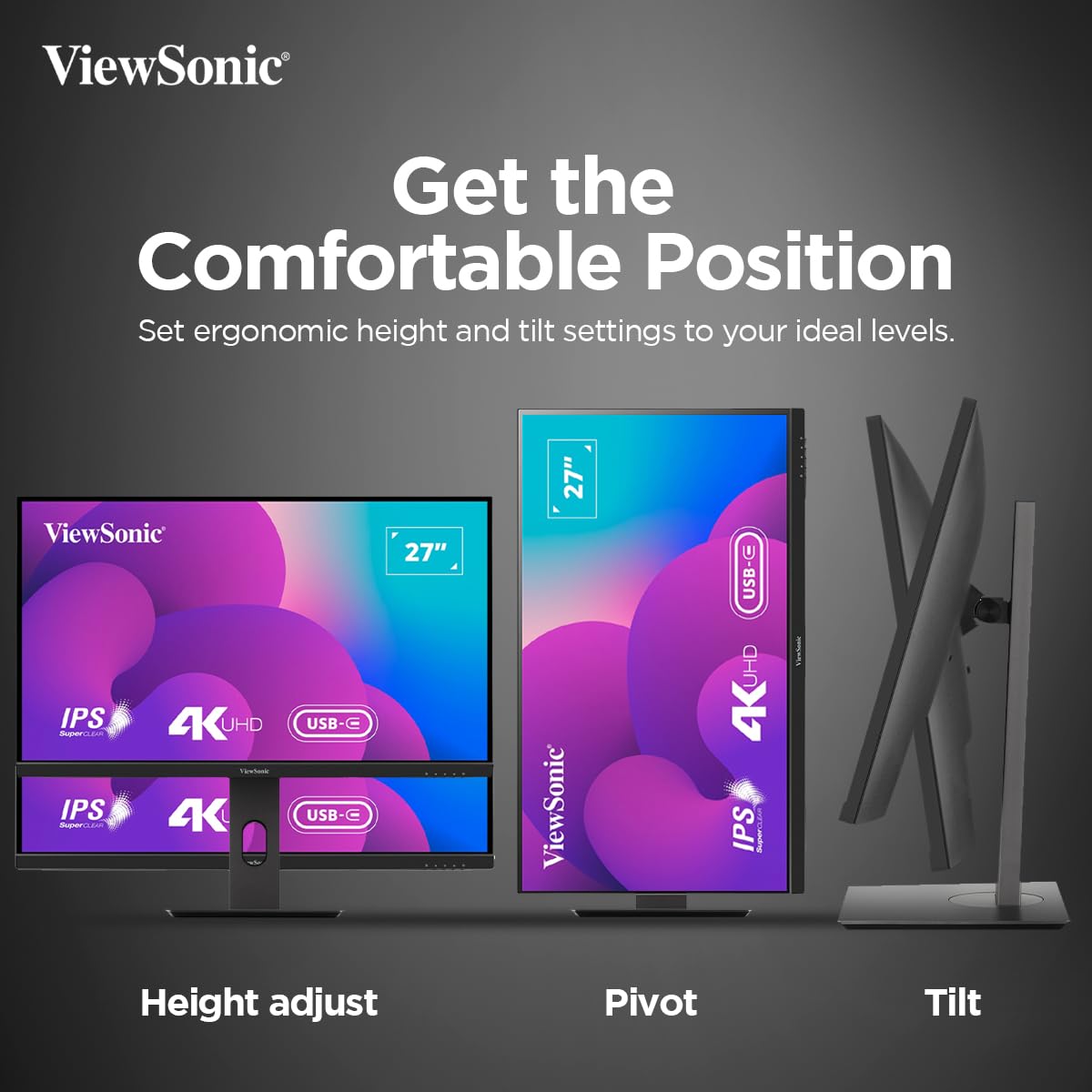 ViewSonic VX2762U-4K 27" 60Hz HDR10 4K UHD IPS HDR10 USB Type-C Monitor with Speakers