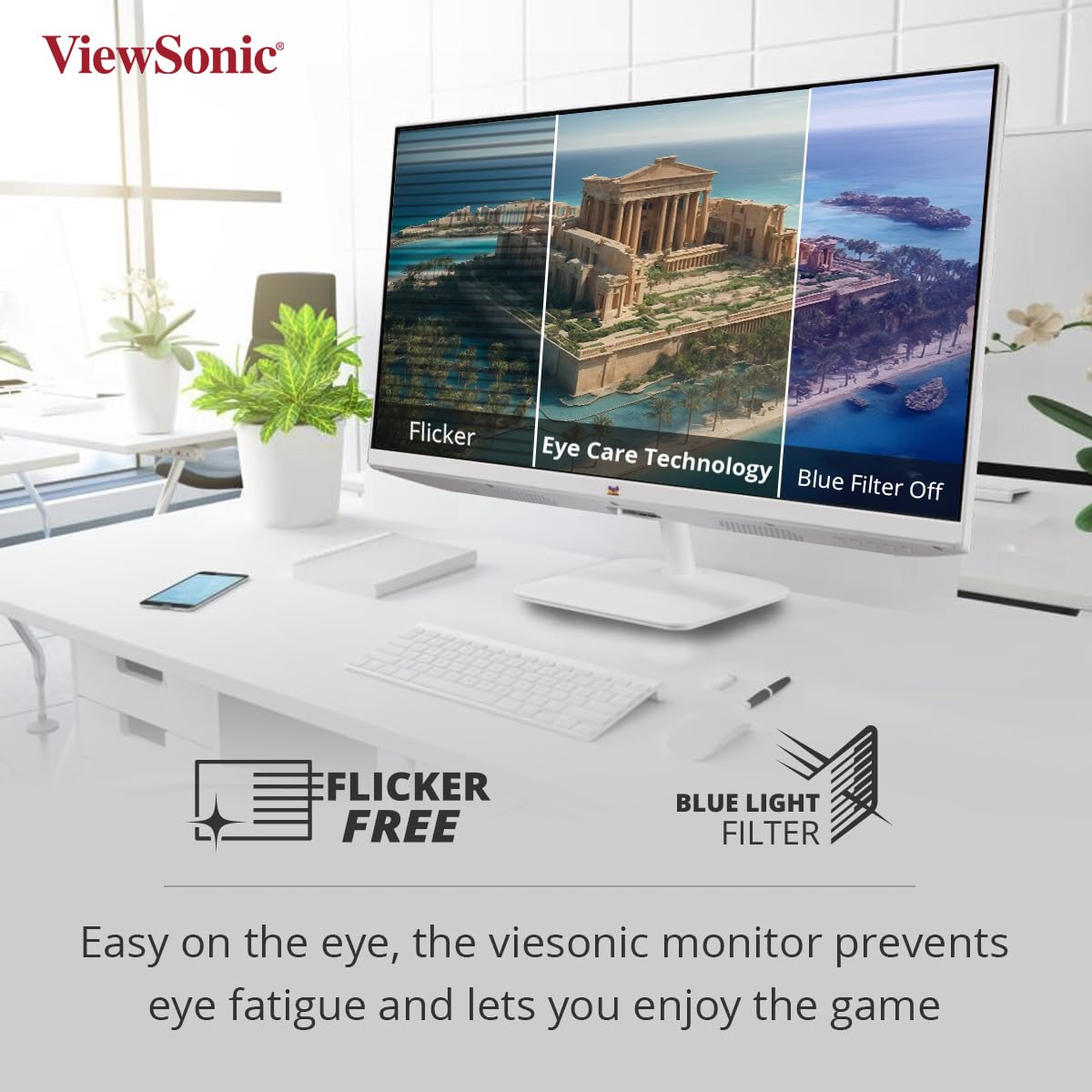 ViewSonic 24 Inch VA2432-H-W Full HD IPS 100Hz AMD Free Sync 1080p IPS White Monitor with Frameless Design
