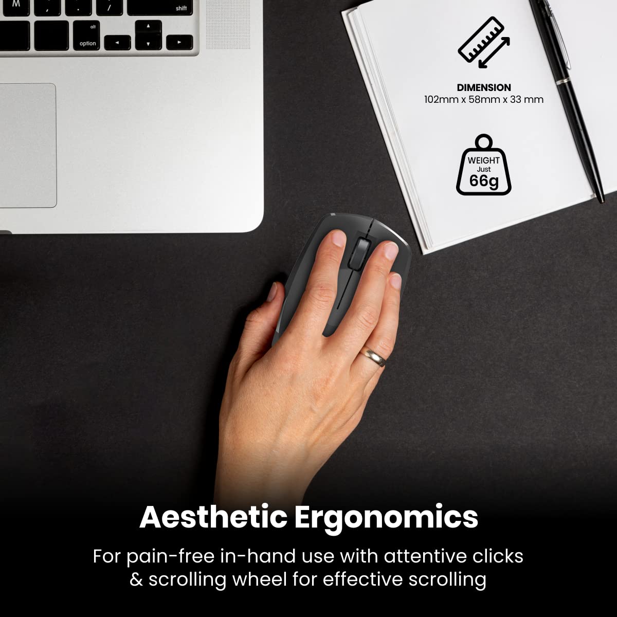 Portronics Toad 25 1200 DPI 2.4 GHz USB Optical Wireless Mouse - Black