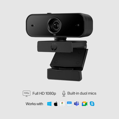 HP 430 FHD Webcam - USB, Plug & Play External Camera with Dual Mics & Privacy Shutter