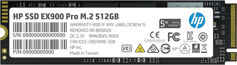 HP EX900 Pro 512GB NVMe PCIe Gen3 M.2 2280 3D NAND Internal SSD