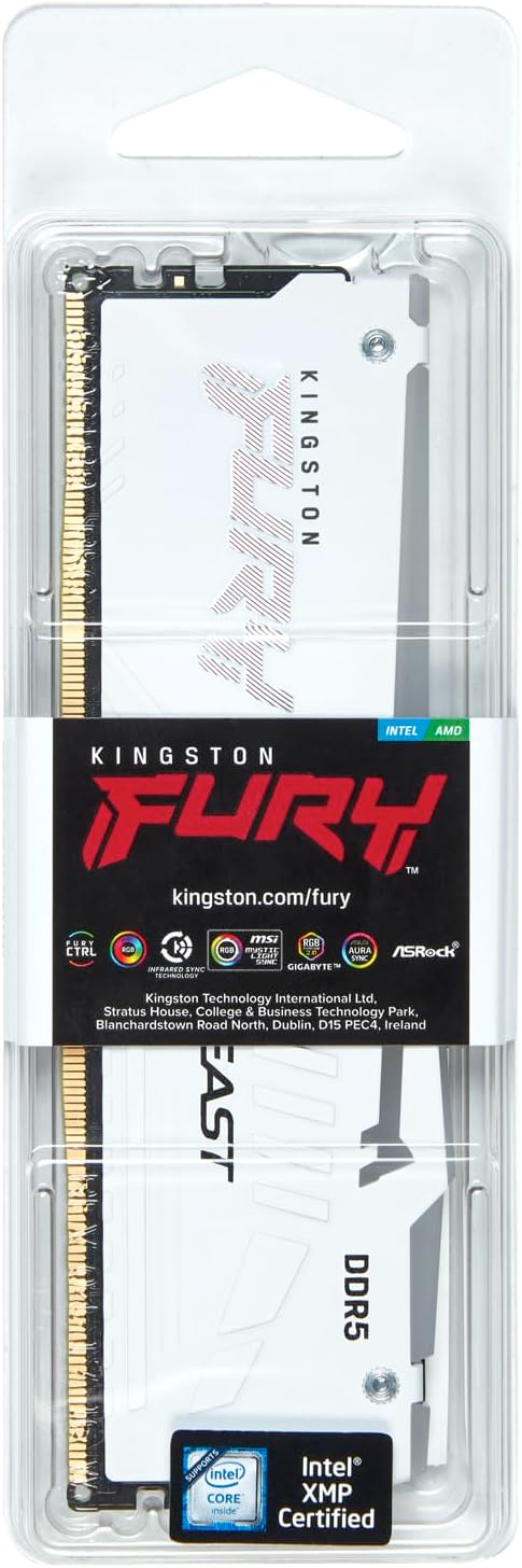 Kingston Fury Beast RGB 32GB DDR5 6000MHz CL30 DIMM Gaming Desktop Memory - White