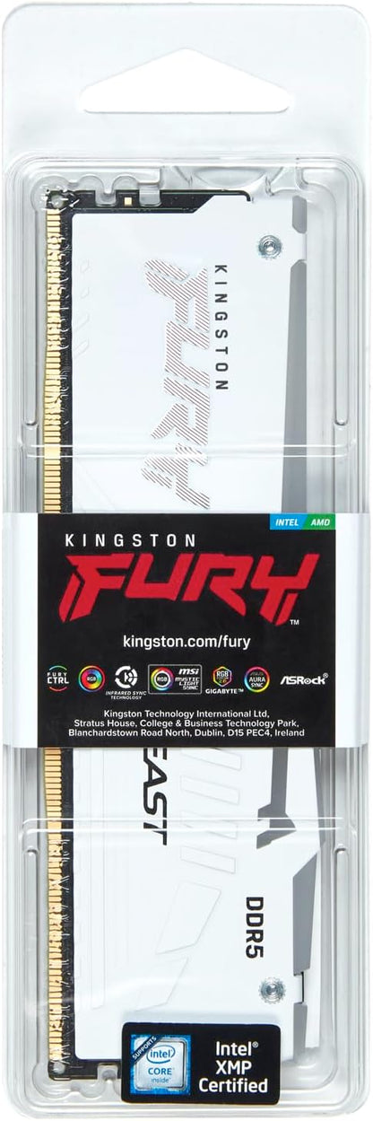Kingston Fury Beast RGB 32GB DDR5 6000MHz CL30 DIMM Gaming Desktop Memory - White