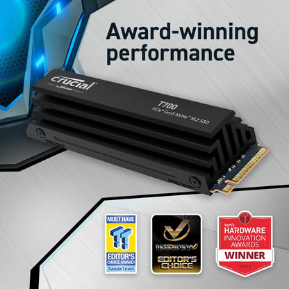 Crucial T700 1TB M.2 NVMe Gen5 Internal SSD With Heatsink