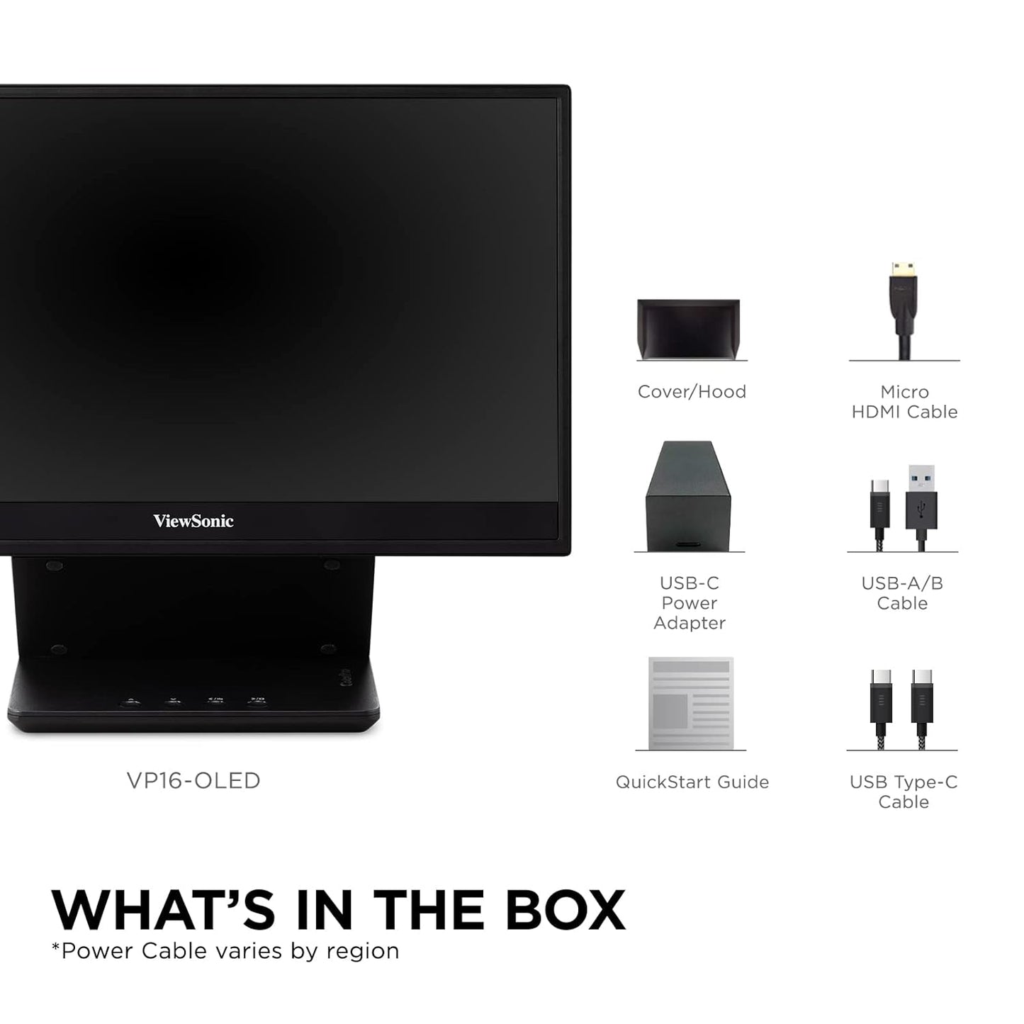 ViewSonic VP16-OLED 16" 60Hz 1080p FHD USB Type-C OLED Panel Portable Monitor with Speakers