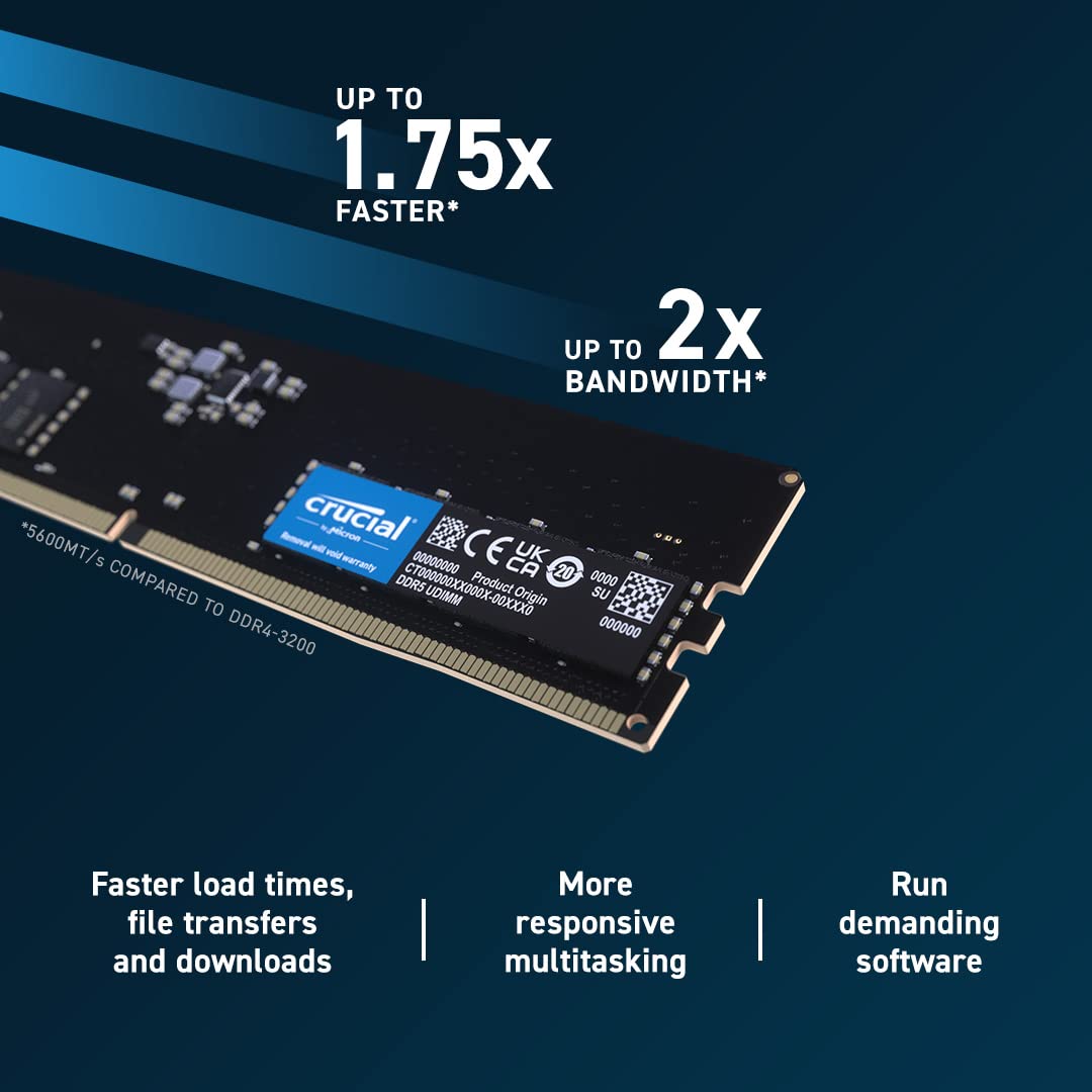 Crucial RAM 32GB Kit 2x16GB DDR5 5600MHz Desktop Memory - tpstech.in