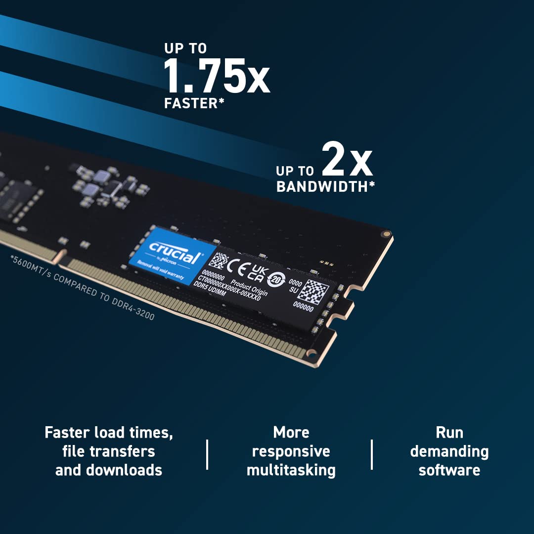 Crucial RAM 32GB DDR5 5600MHz Desktop Memory RAM UDIMM